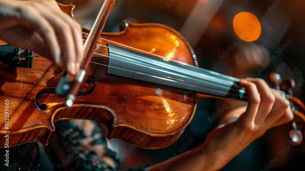 Close-up of a violinist playing the violin Close-up of a violinist playing the violin