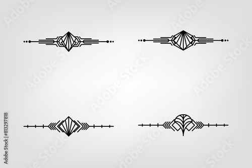 Art deco line border. Modern arabic gold frames, decorative lines borders and geometric golden label frame vector design elements