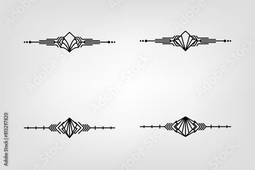 Art deco line border. Modern arabic gold frames, decorative lines borders and geometric golden label frame vector design elements