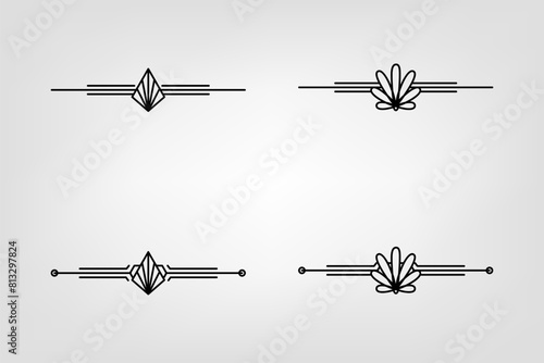 Art deco line border. Modern arabic gold frames, decorative lines borders and geometric golden label frame vector design elements