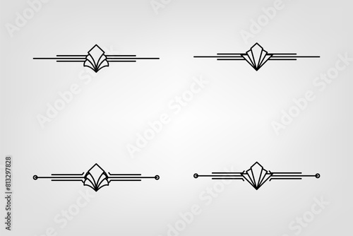 Art deco line border. Modern arabic gold frames, decorative lines borders and geometric golden label frame vector design elements