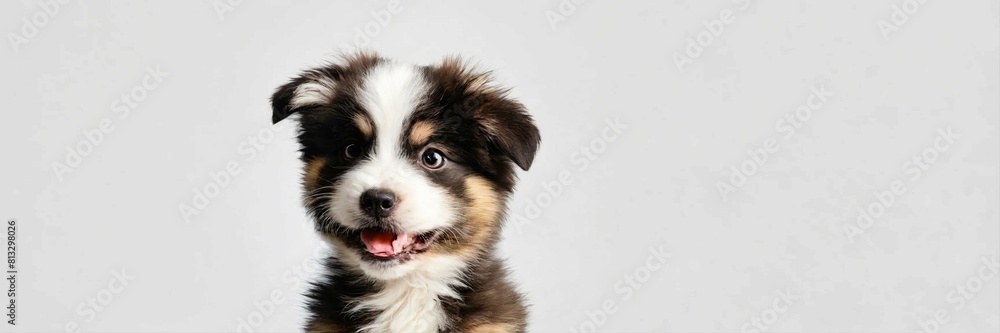 Cute fluffy portrait smile Puppy dog that looking
