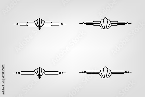 Art deco line border. Modern arabic gold frames, decorative lines borders and geometric golden label frame vector design elements