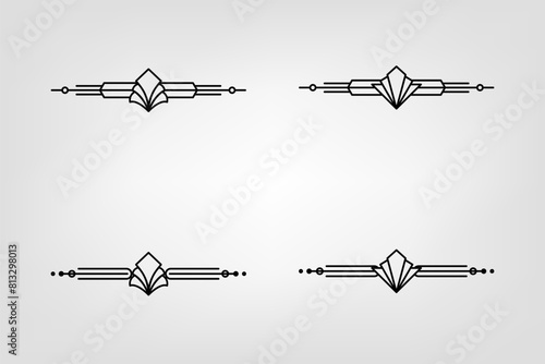 Art deco line border. Modern arabic gold frames, decorative lines borders and geometric golden label frame vector design elements