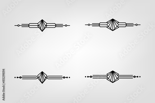 Art deco line border. Modern arabic gold frames, decorative lines borders and geometric golden label frame vector design elements