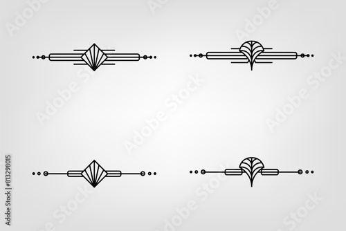 Art deco line border. Modern arabic gold frames, decorative lines borders and geometric golden label frame vector design elements