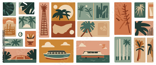 Simple Travel-Themed Postcard Illustrations - Vector Illustration Designs for Travel Enthusiasts. EPS 10.