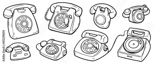 Vintage 80s Telephone Icon Illustration Collection - Perfect Nostalgic Touch for Design Projects.