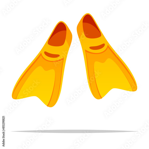 Swimming fins diving flippers vector isolated illustration