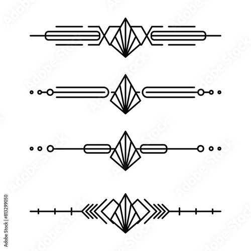 Art deco line border. Modern arabic gold frames, decorative lines borders and geometric golden label frame vector design elements