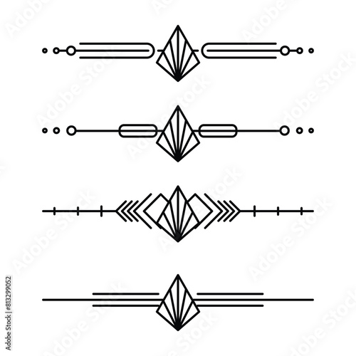 Art deco line border. Modern arabic gold frames, decorative lines borders and geometric golden label frame vector design elements