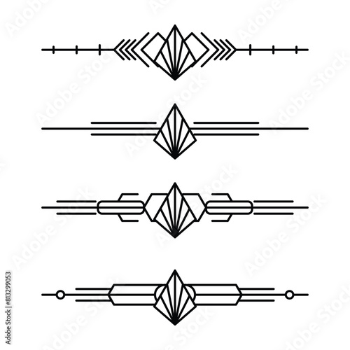 Art deco line border. Modern arabic gold frames, decorative lines borders and geometric golden label frame vector design elements