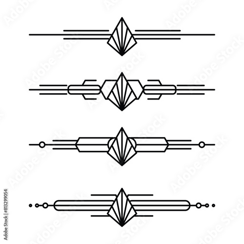 Art deco line border. Modern arabic gold frames, decorative lines borders and geometric golden label frame vector design elements
