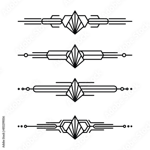 Art deco line border. Modern arabic gold frames, decorative lines borders and geometric golden label frame vector design elements