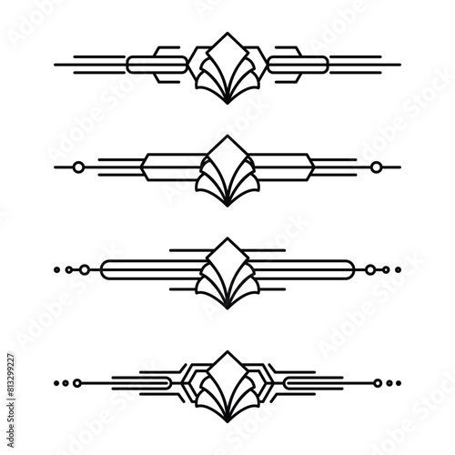Art deco line border. Modern arabic gold frames, decorative lines borders and geometric golden label frame vector design elements