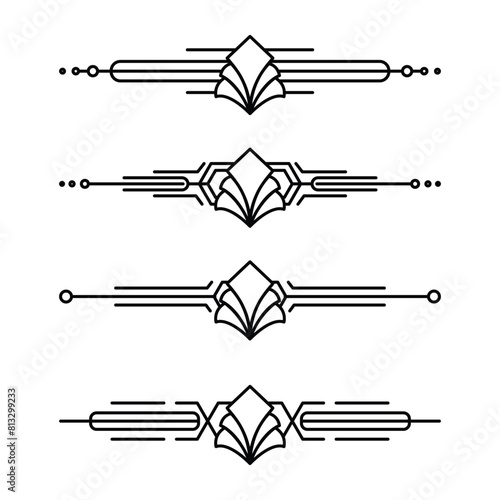 Art deco line border. Modern arabic gold frames, decorative lines borders and geometric golden label frame vector design elements