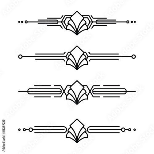 Art deco line border. Modern arabic gold frames, decorative lines borders and geometric golden label frame vector design elements