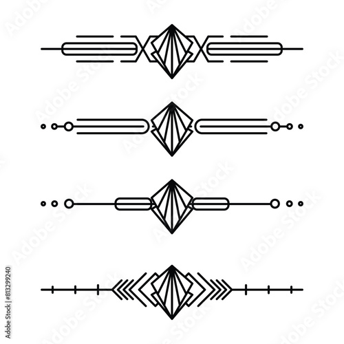 Art deco line border. Modern arabic gold frames, decorative lines borders and geometric golden label frame vector design elements