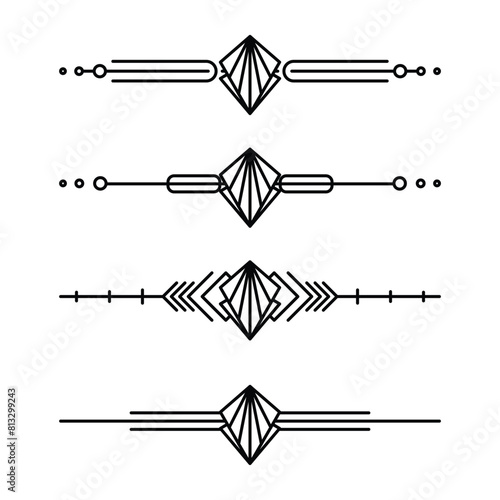 Art deco line border. Modern arabic gold frames, decorative lines borders and geometric golden label frame vector design elements