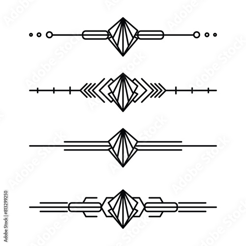 Art deco line border. Modern arabic gold frames, decorative lines borders and geometric golden label frame vector design elements