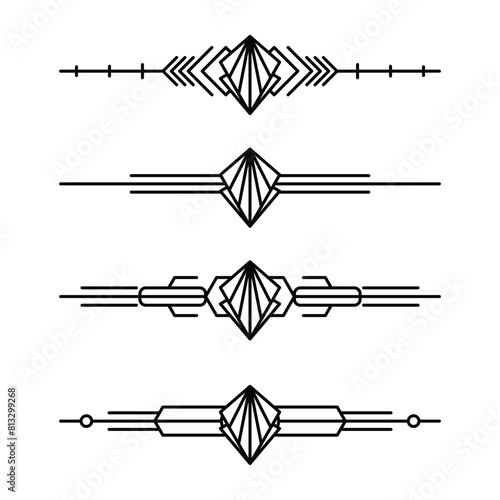 Art deco line border. Modern arabic gold frames, decorative lines borders and geometric golden label frame vector design elements