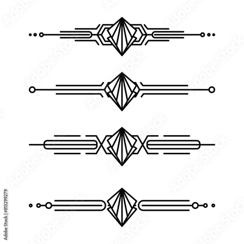 Art deco line border. Modern arabic gold frames, decorative lines borders and geometric golden label frame vector design elements