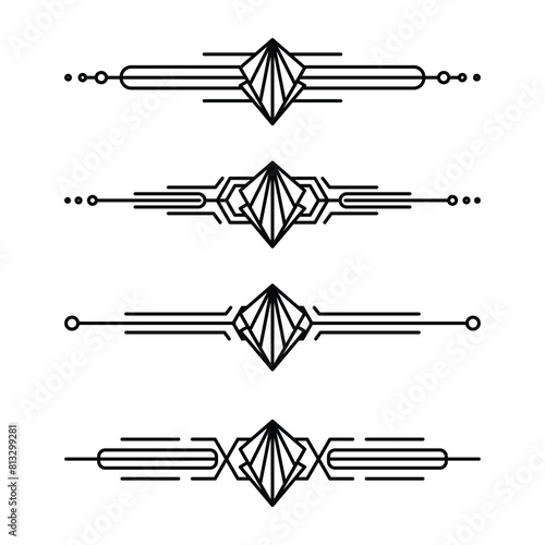 Art deco line border. Modern arabic gold frames, decorative lines borders and geometric golden label frame vector design elements