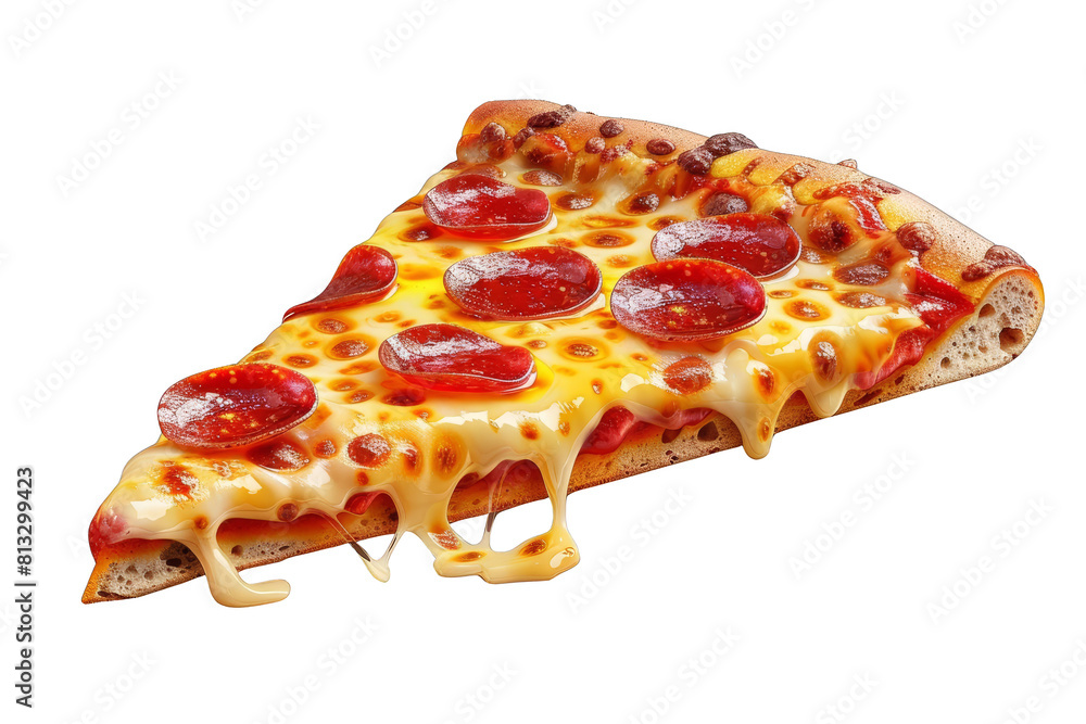 A slice of pizza with melted cheese and pepperoni. A slice of pizza with melted cheese and pepperoni.