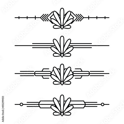 Art deco line border. Modern arabic gold frames, decorative lines borders and geometric golden label frame vector design elements