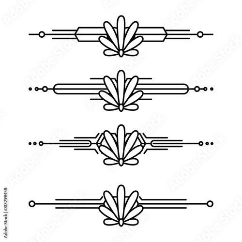 Art deco line border. Modern arabic gold frames, decorative lines borders and geometric golden label frame vector design elements