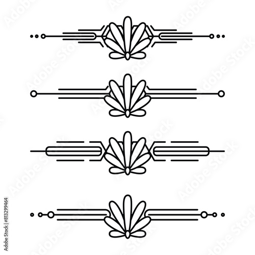 Art deco line border. Modern arabic gold frames, decorative lines borders and geometric golden label frame vector design elements