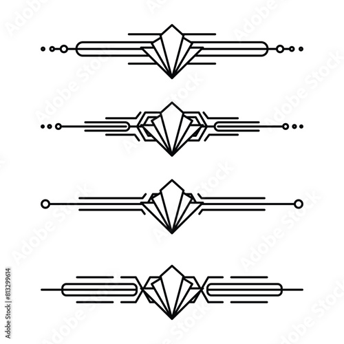 Art deco line border. Modern arabic gold frames, decorative lines borders and geometric golden label frame vector design elements