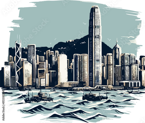Hong Kong illustration created by artificial intelligence.
