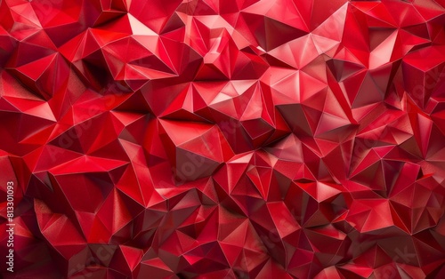 Red polygonal background. 3d rendering.