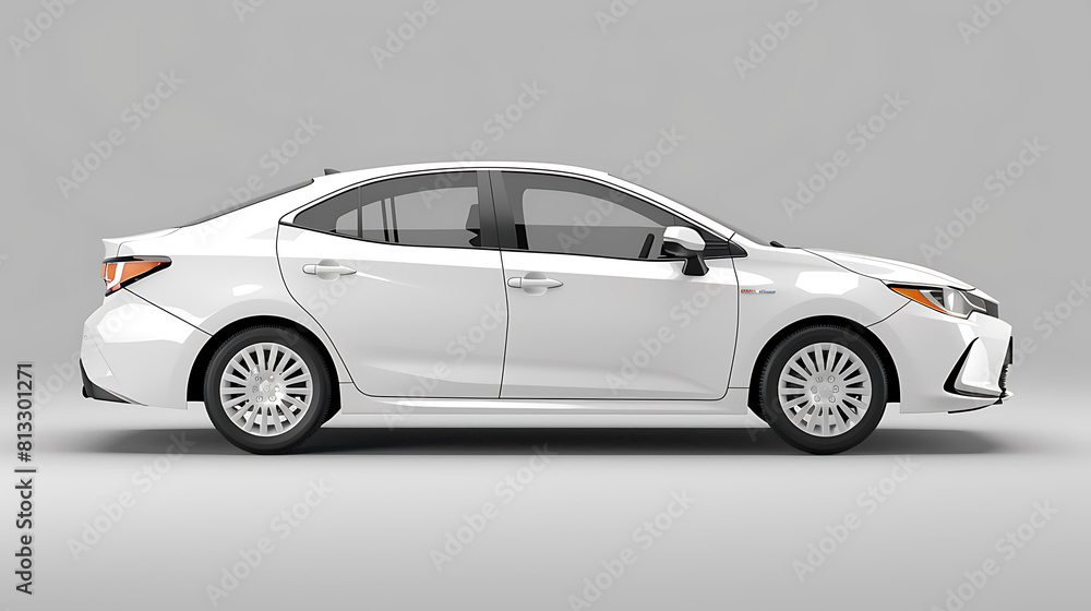 Passenger car isolated on a white background, with clipping path, Full Depth of field, Focus stacking, side view