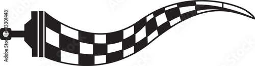 Modern Vector black and white checkered auto racing flags and finishing tape and sports tire and trophy and airoplane svg vector photo