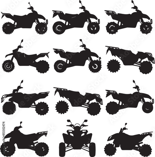  Atv Wheeler bike silhouette Series of   Darkened figure  vector Illustration 