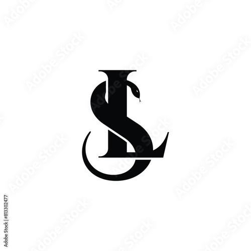 initials letter L and S snake logo design vector illustration