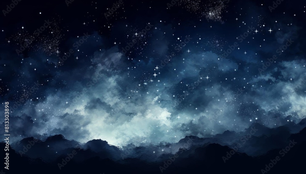 Milky Way flat design side view universe theme water color black and white Milky Way flat design side view universe theme water color black and white