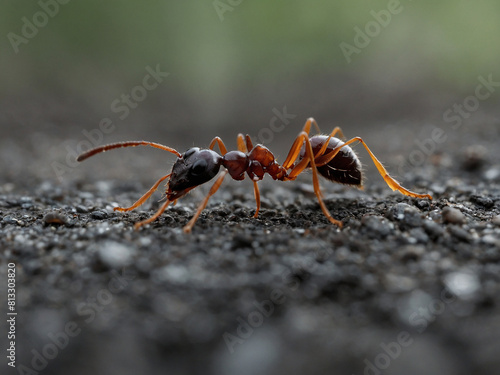 Illustration of a black ant on the floor