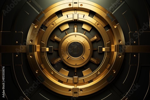 Gold vault flat design top view security theme animation vivid
