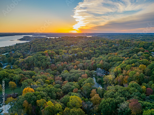 Sunrise aerial view of the Hobbs State Park-Conservation Area landscape photo