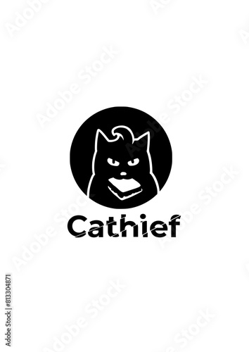 black cat steal a sandwich 