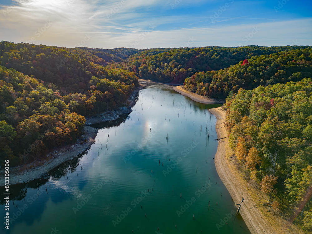 Aerial view of the Hobbs State Park-Conservation Area landscape