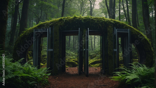 portals in green forest