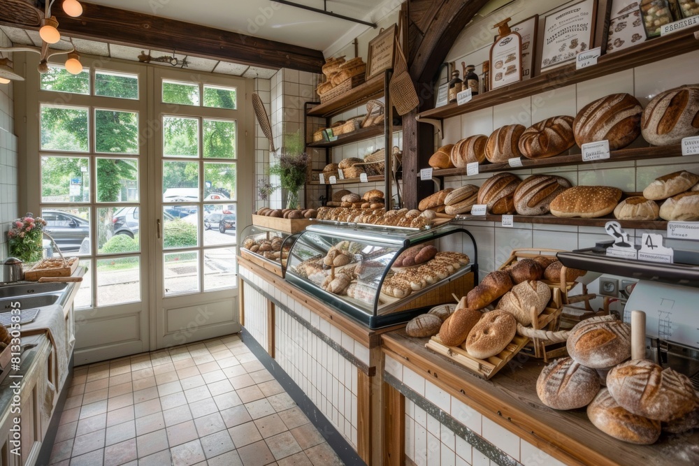 A charming old-fashioned bakery with freshly baked bread and pastries A charming old-fashioned bakery with freshly baked bread and pastries