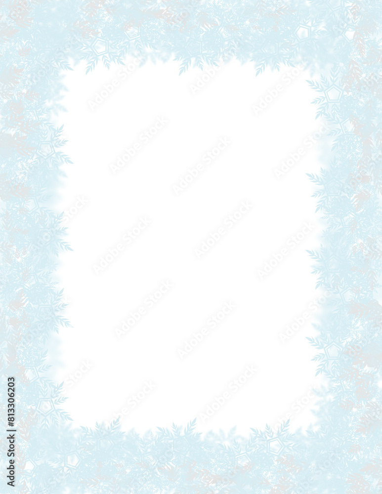 Winter snowfall frame, snowflake border background