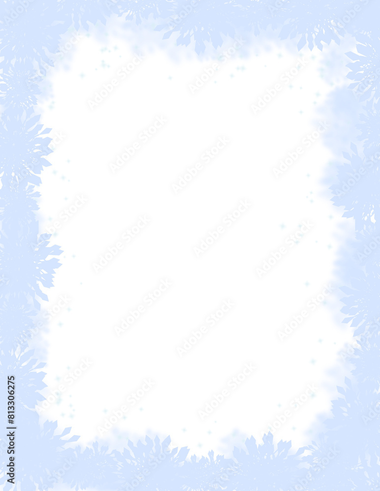 Fototapeta premium Snowflake frame, Snowfall border, winter snow transparent background