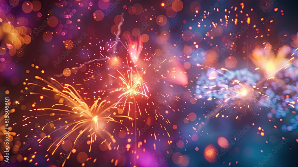 Fototapeta premium Vibrant Festival Fireworks Display in Sparkling Colors