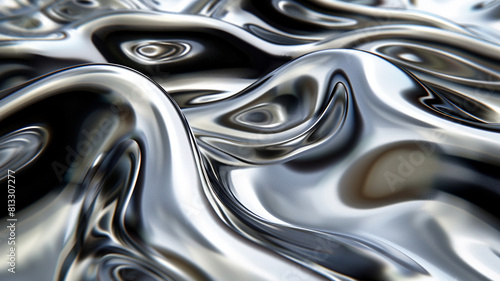 curved abstract metallic futuristic fluid chrome background